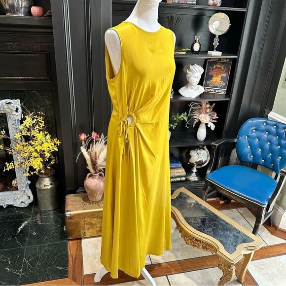 Taylor Golden Yellow A-Line Silky Midi Dress Size 10 NWT - Picture 6 of 13